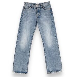 Zara Jeans Women Size 0 Blue Straight Ankle Cotton High Rise Button Fly NWOT
